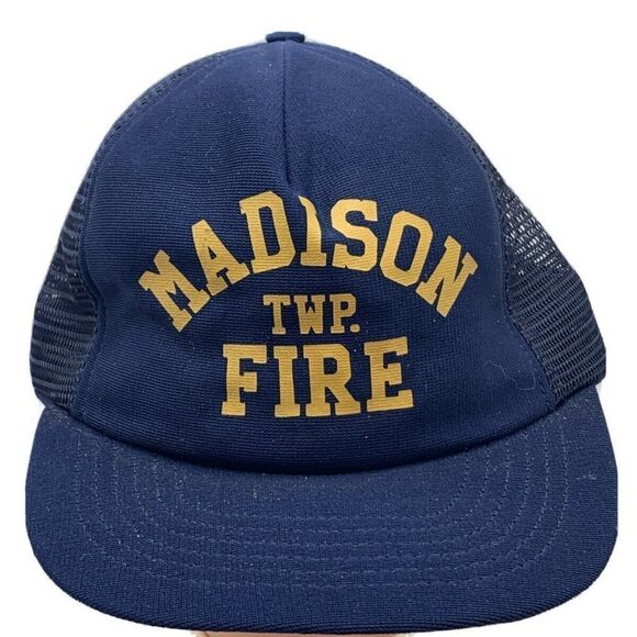 Vintage Snapback Hat Mesh Madison Fire Trucker - Picture 1 of 11